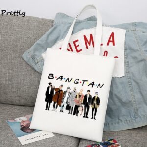 Sac en toile, style coréen- Groupe BTS - Blanc
